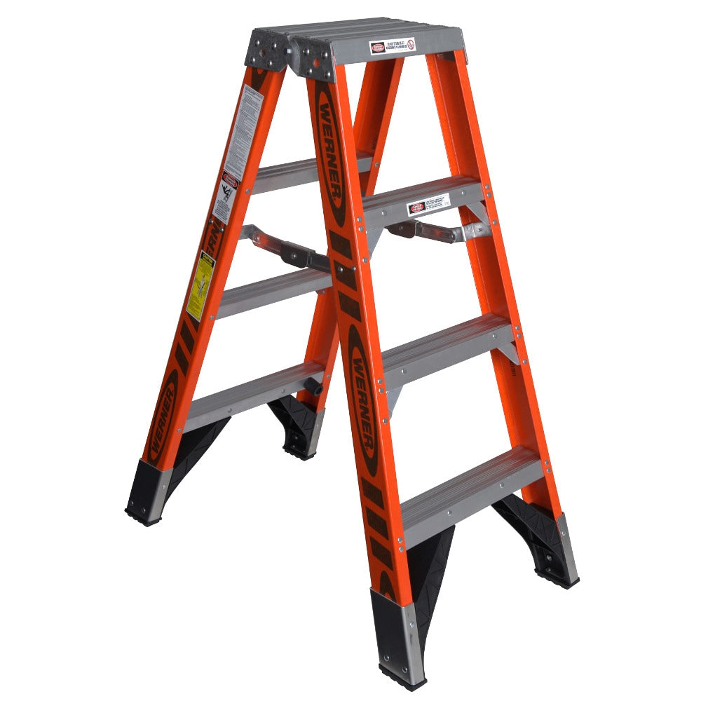 Werner T700 4-ft Fiberglass Type 1aa- 375-lb Load Capacity Twin Step Ladder T7404