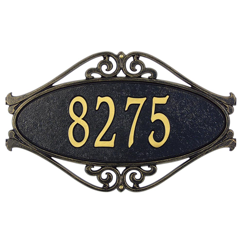 Whitehall 11-in H x 17-1/2-in W Black/Gold Aluminum Address Plaque 5505BG