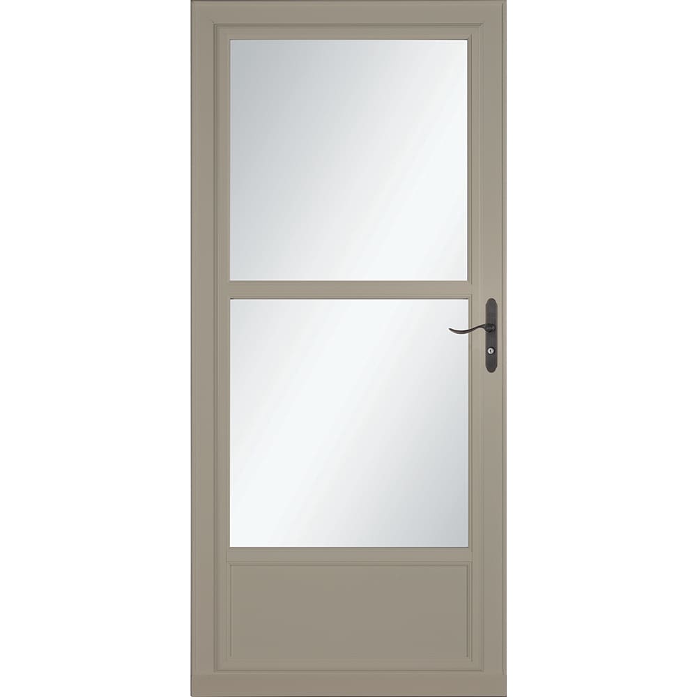 LARSON 80 Midview (Tradewinds) 32-in x 81-in Sandstone Aluminum Reversible Hinge Storm Door with Retractable Screen ( Aged bronze Handle Included )