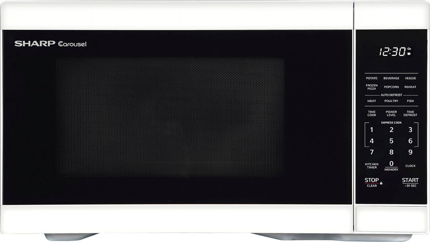 1.1 cu ft Countertop Microwave with 1000 watts and Auto Cook Features - White