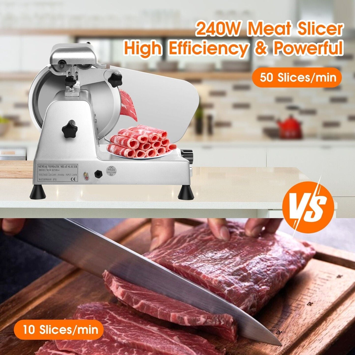 10 in Commercial Blade Electric Meat Slicer Cheese Food Cutter Kitchen Home Tool