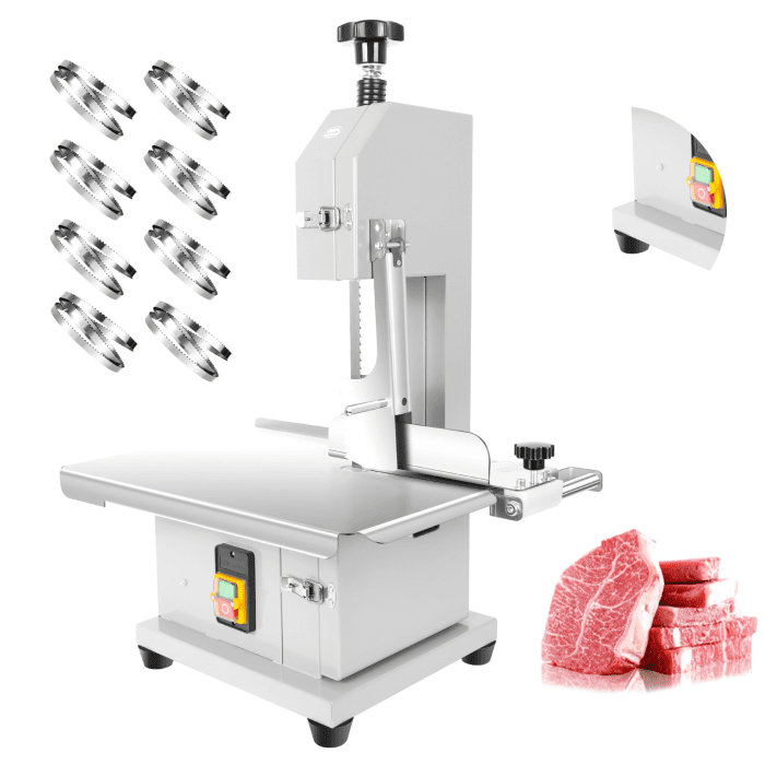 1000W Commercial Bandsaw Machine, Efficient Cutting, 8 Replaceable Blades, Rust-Resistant, Electric Bone Saw Machine, Restaurants, Butcher Shops, Supermarkets