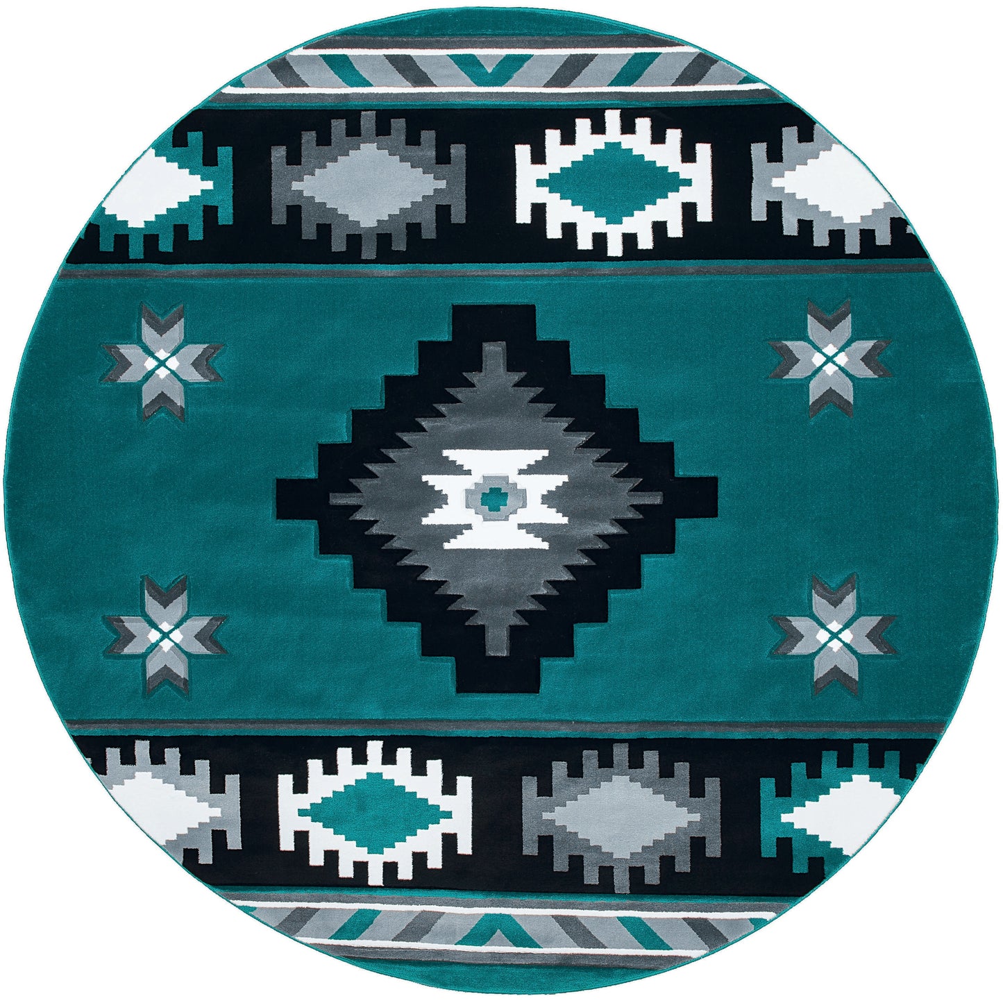 United Weavers Of America Bristol 8 x 8 (ft) Turquoise Round Indoor Geometric Area rug