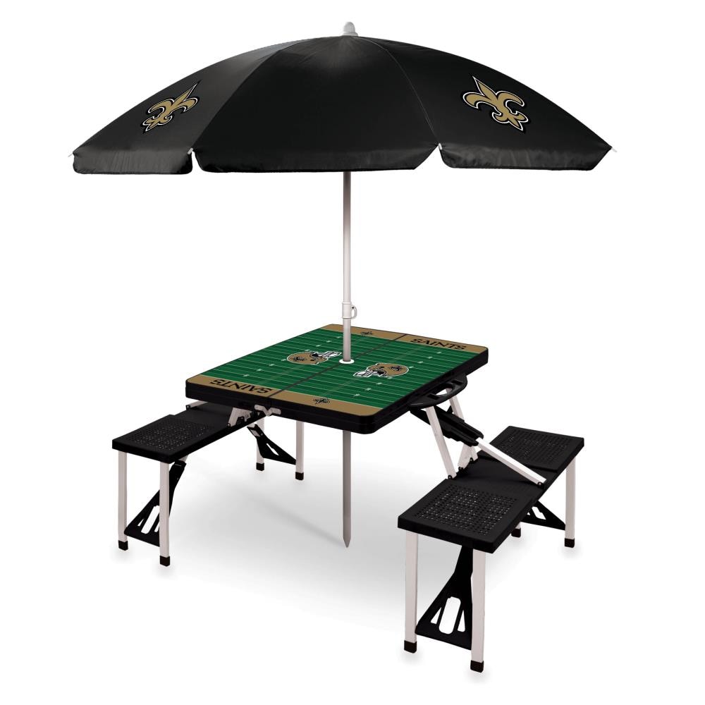 Picnic Time New Orleans Saints 54-in Black Plastic Rectangle Folding Picnic Table