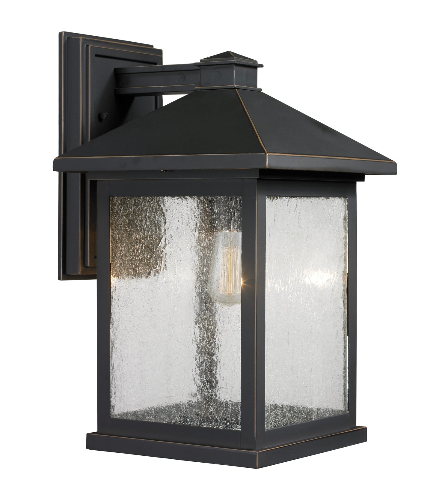 Z-Lite Portland 1 -Light 15.75-in H Oil-rubbed Bronze Hardwired Outdoor Wall Light