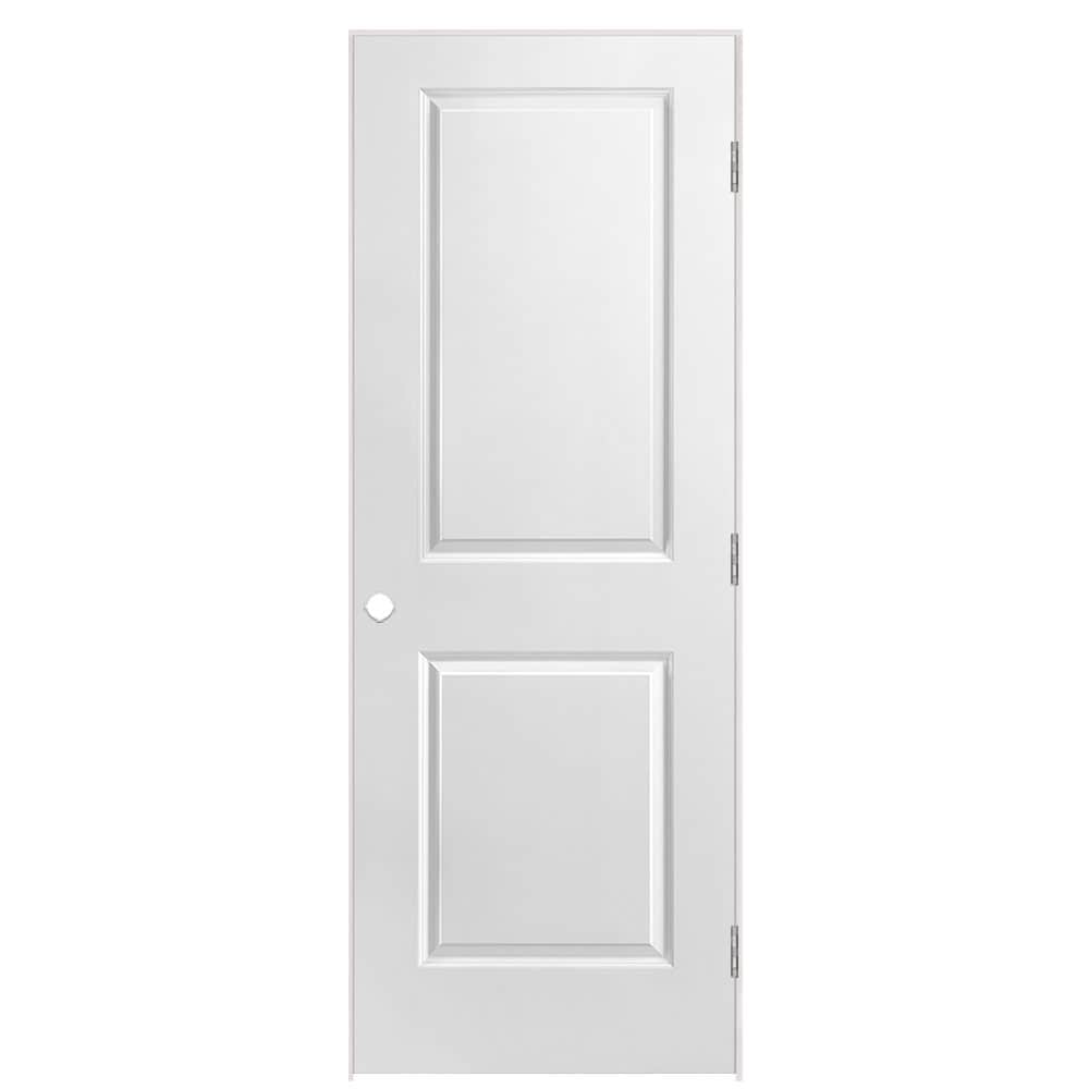Masonite 30-in x 80-in Primed Solid core 2-panel square Right hand Smooth Primed Molded composite Flat Jamb Single Prehung Interior Door