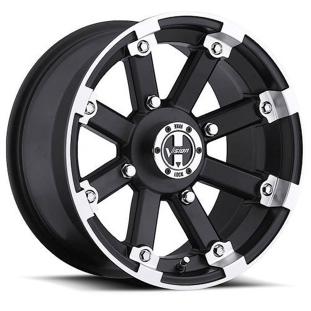 15x8 Vision 393 Lockout Matte Black Mach Lip UTV Wheel 4x110 (-10.2mm)