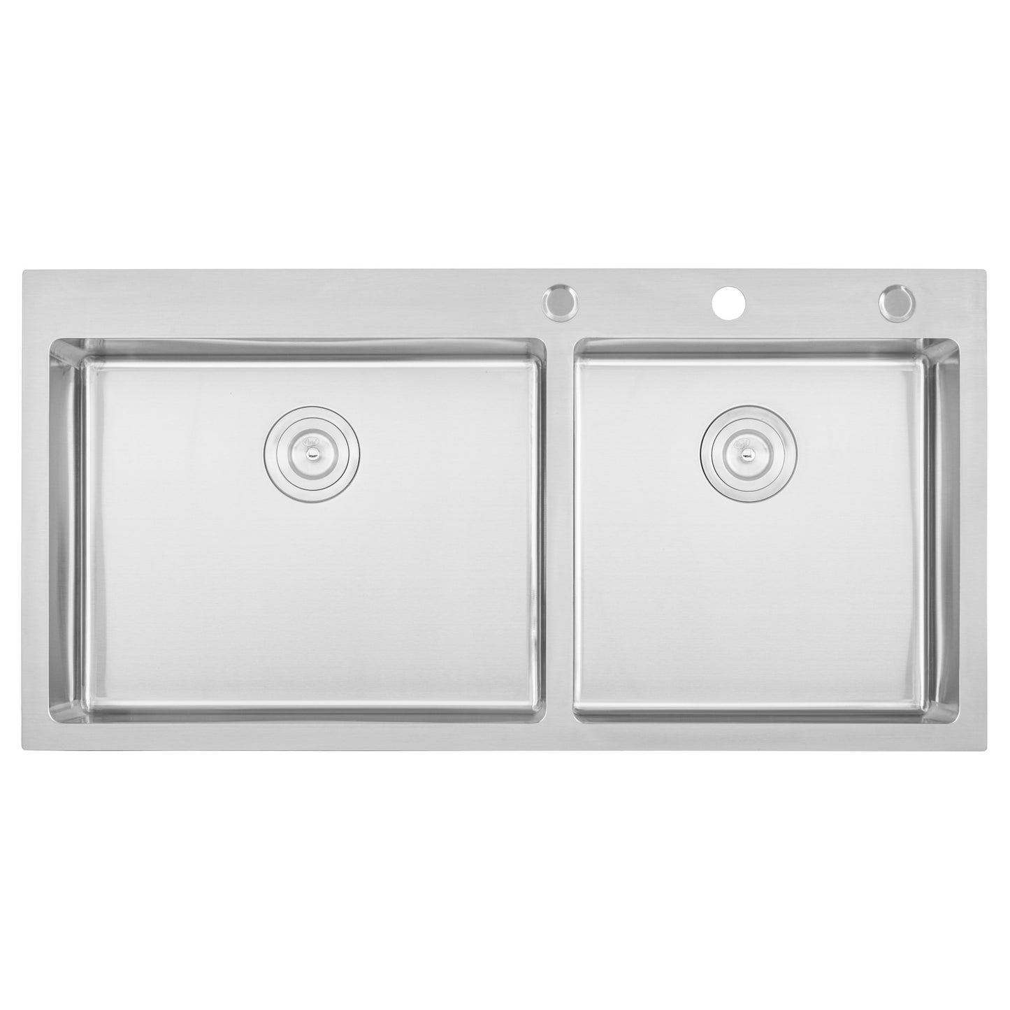 eModernDecor Drop-in 42.87-in x 21.5-in Stainless steel Double offset bowl 16 -Gauge Kitchen Sink