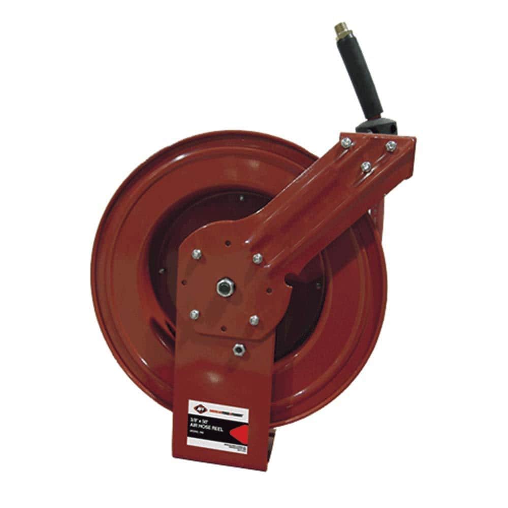 American Forge & Foundry Durable, Heavy Steel Construction, 1/2 In. X 50 Ft. Rubber Air Hose Reel with Heavy-duty Crimping and Spring Guard, 1/2 In. Npt 761