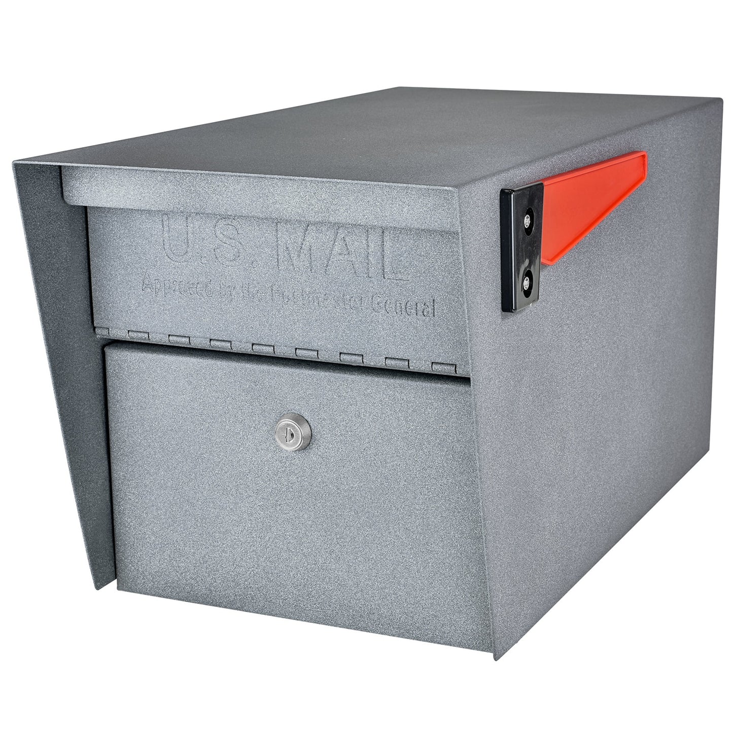 Mail Boss Post Mount Gray Metal Large Lockable Mailbox 7505