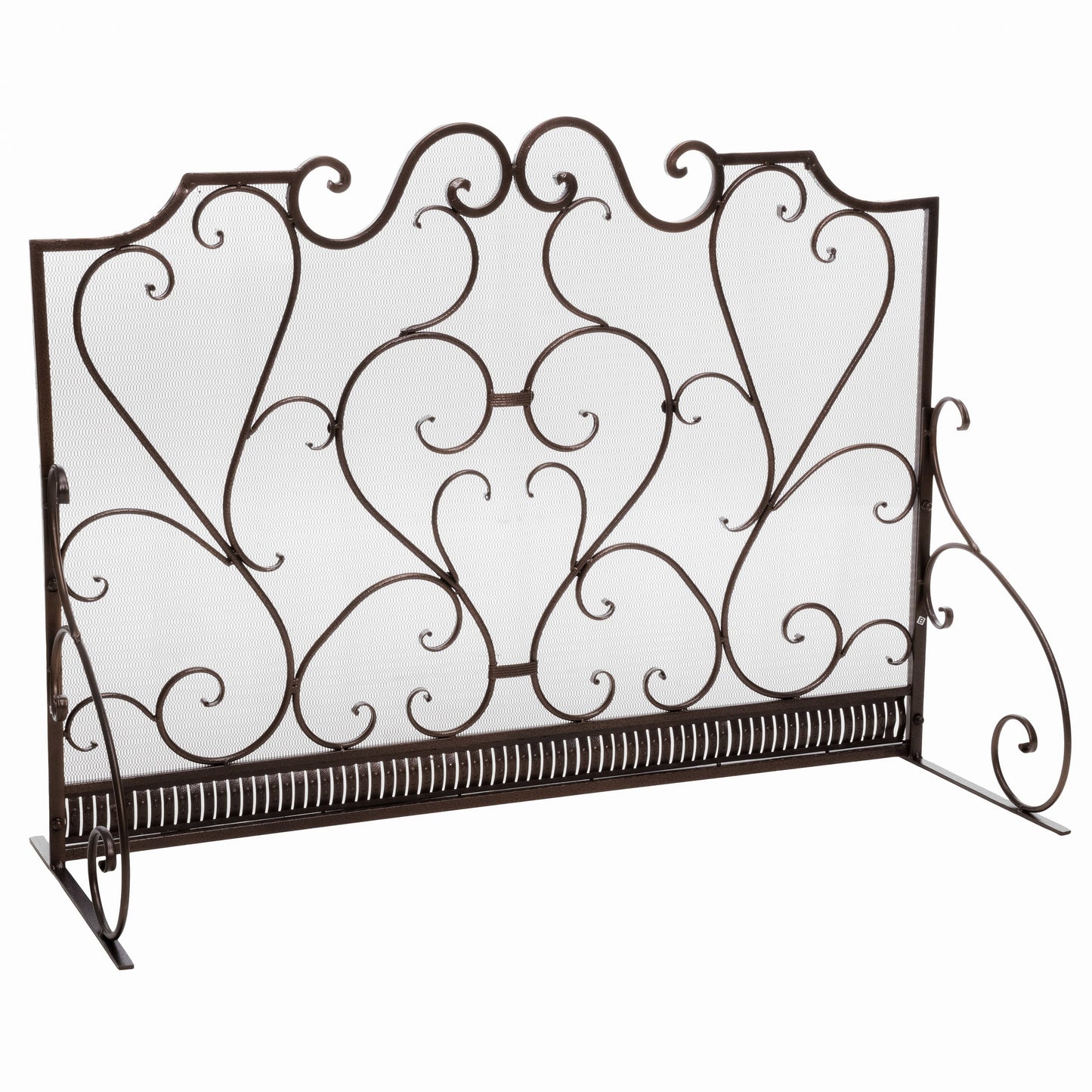 Best Selling Home Decor Claridge Fireplace Screen - Gold Flower on Black - Iron - Scroll Design - Spark Guard Included 295451