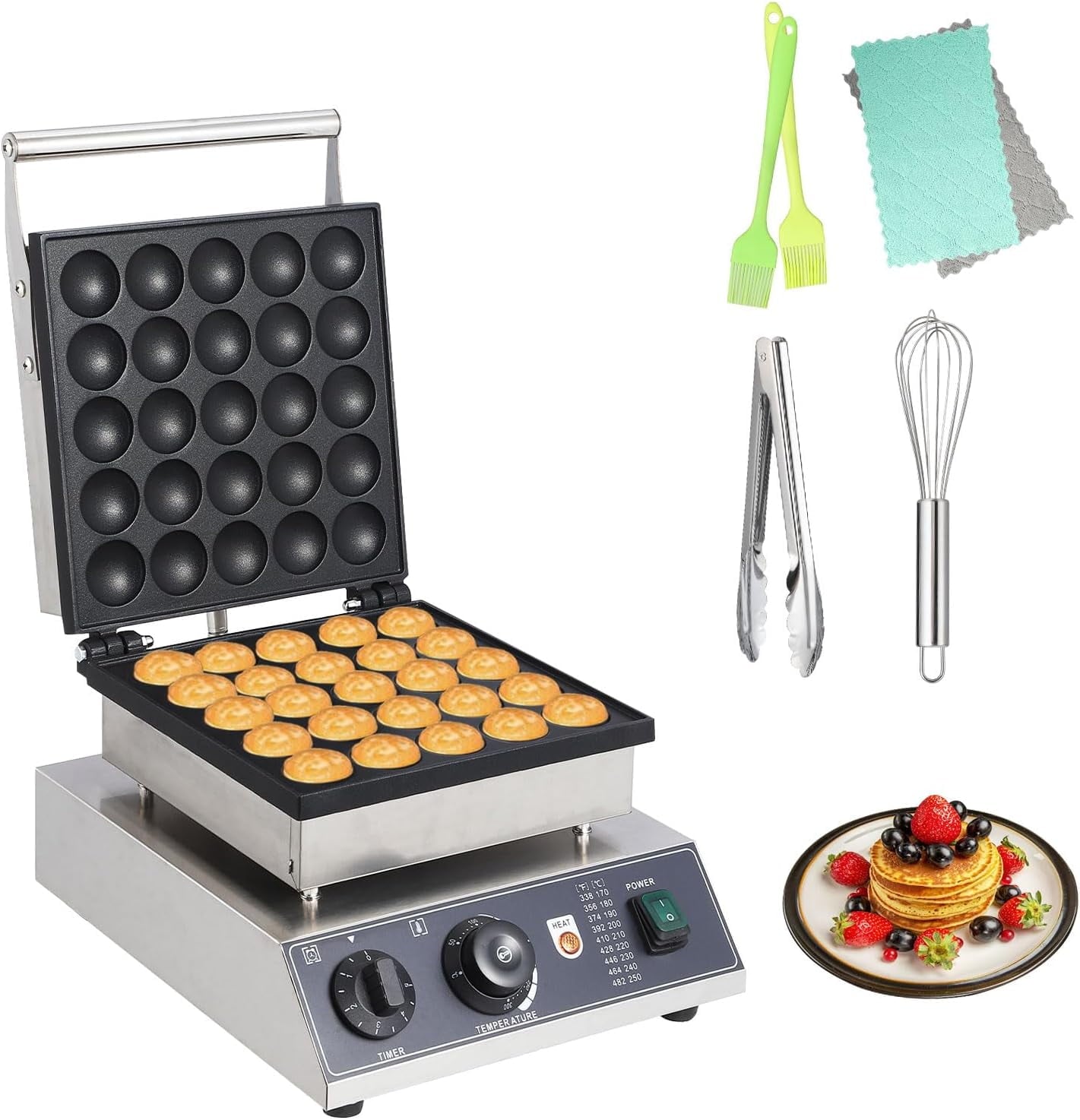 25Pcs Round Muffin Maker, Electric Nonstick Pancake Maker Machine With 1.8" and 50-300℃ Separate Control, Diameter Mini Muffin Maker for Snacks, Desserts