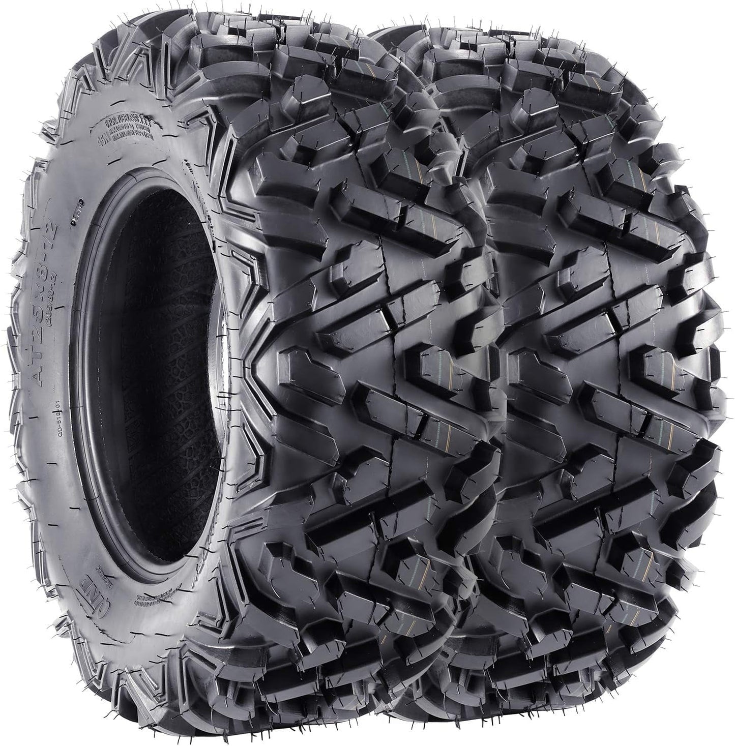 25x8-12 6PR ATV Tires,25x8x12 All Terrain ATV UTV Off-Road Tires(Set of 2,Tubeless)