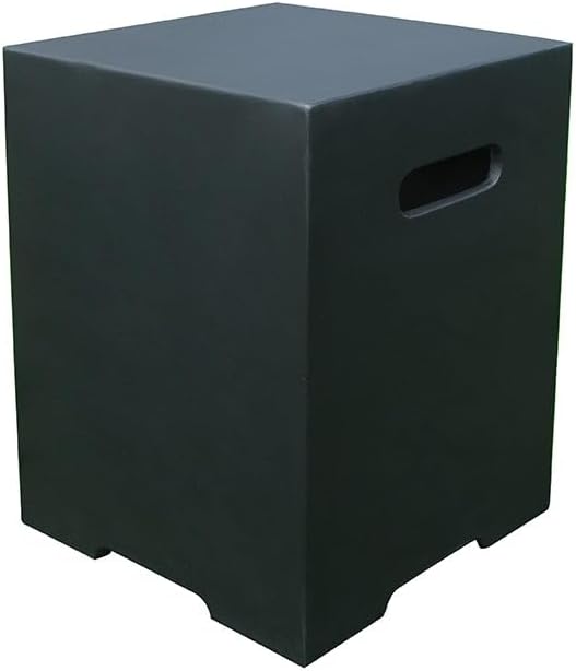 Modeno Black Propane Tank Cover Fire Pit Accessories Square 20 Inches Concrete Outdoor Side Table Fits Standard 20 Pound Propane Tank Hideaway Table