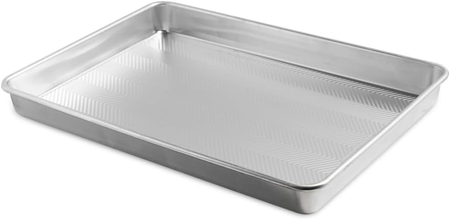 Nordic Ware Prism 21x15 inch Extra Large Baking Pan, XL Capacity, Textured Natural Aluminum For Roasting Baking Broiling