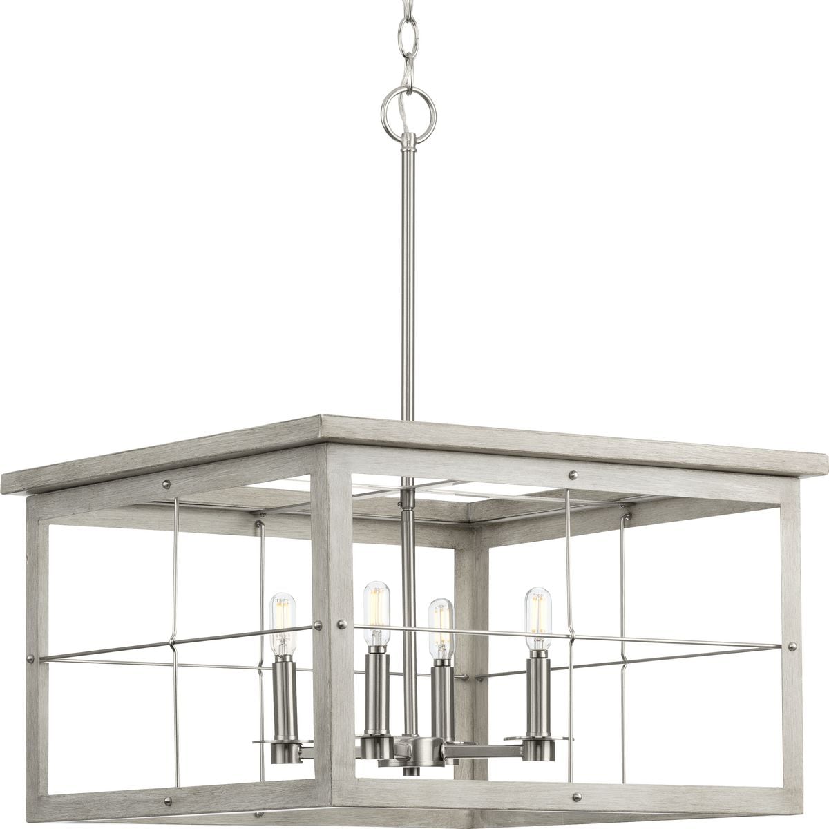 Progress Lighting Hedgerow 4 -Light Brushed Nickel Coastal For Use in Bedrooms, Dining Rooms, Foyers, Kitchens, Living Rooms Chandelier 3654559