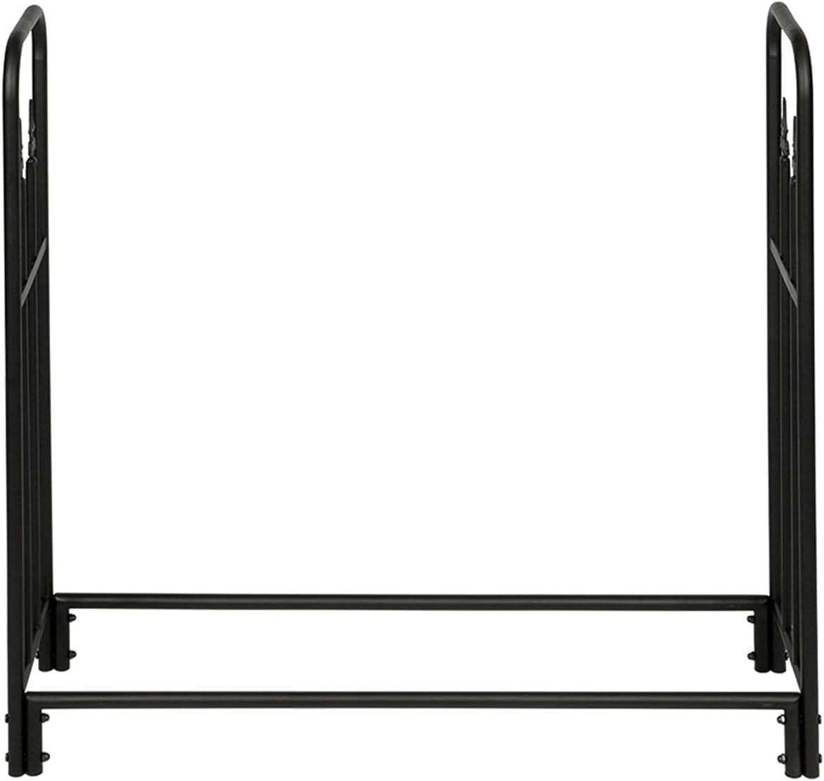 Firewood Holder Iron Fireplace Firewood Stand Rack Storage Shelf Black Sand Pattern Single Layer 44 Inches High with Arrow Style Indoor/Outdoor Firewood Rack