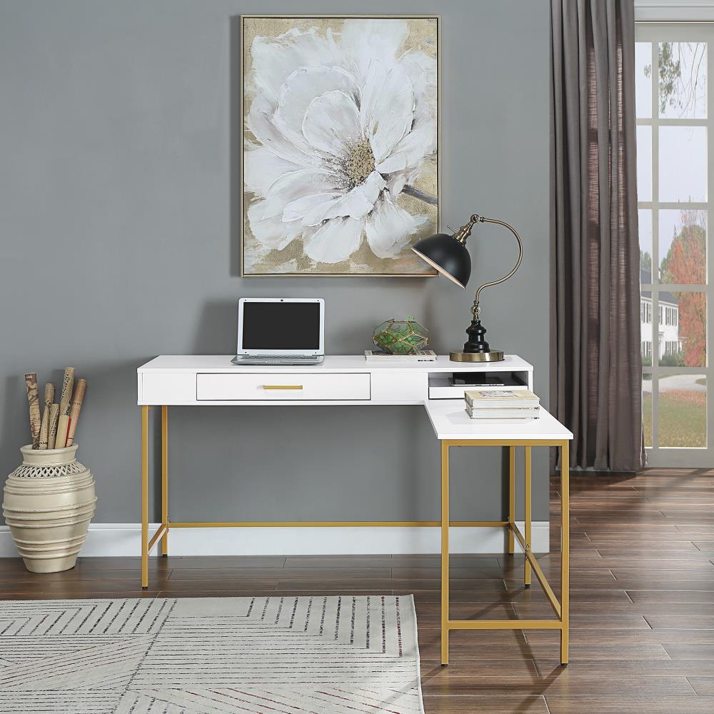 OSP Home Furnishings Modern life 54-in White Modern/Contemporary Rubberwood Computer desk