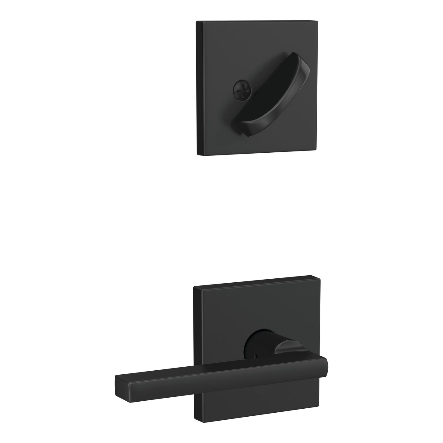 Schlage Custom Latitude-Collins Matte Black Single-Cylinder Deadbolt Entry Door Handleset with Latitude Lever FC59 LAT 622 COL