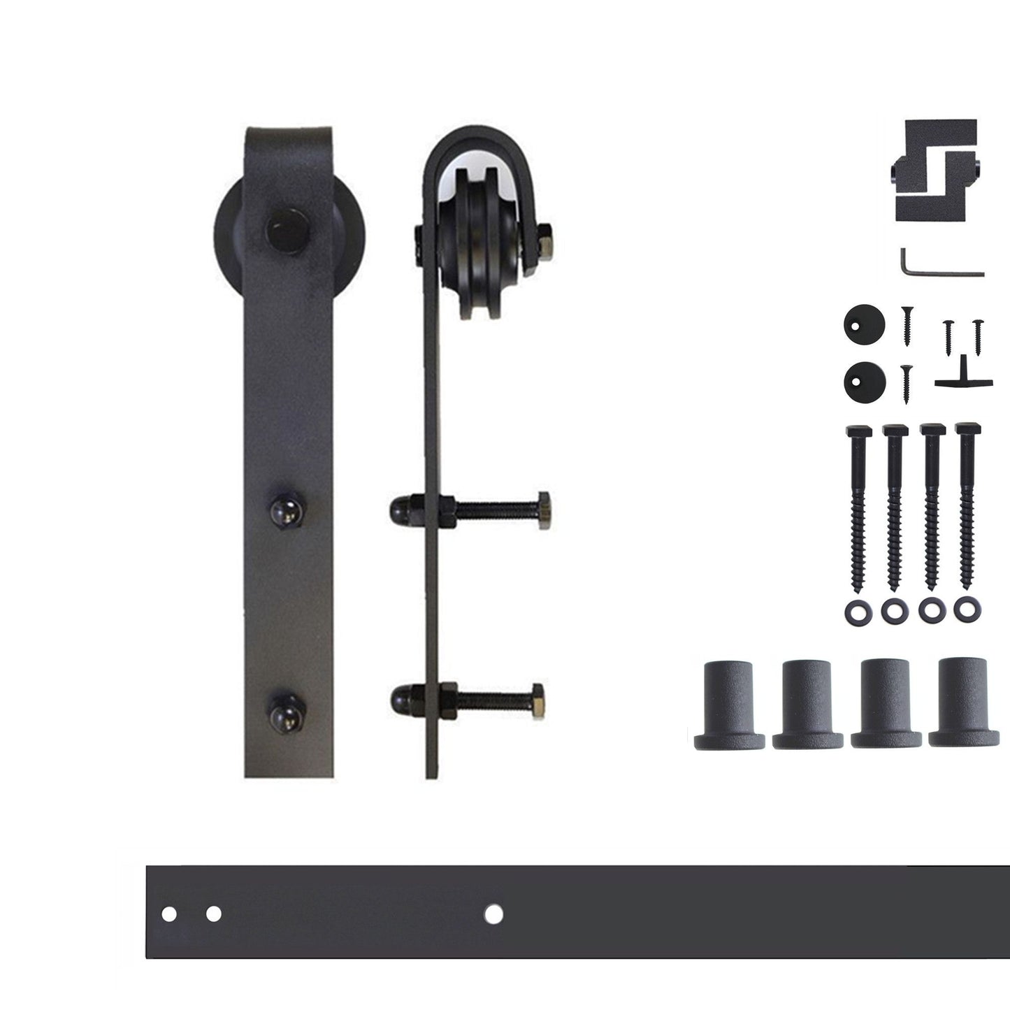 HOMACER 60-in Rustic Black Indoor J-strap Single Barn Door Hardware Kit YT1TGH060C