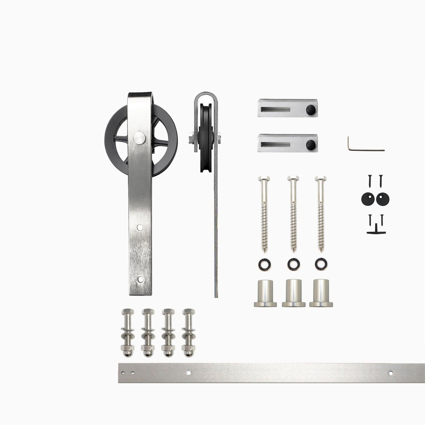 HOMACER 54-in Brushed Nickel Indoor Spoke Wheel Single Barn Door Kit HL1DNZ054C