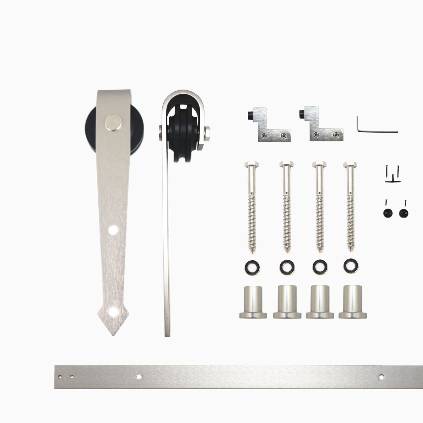 HOMACER 60-in Brushed Nickel Indoor Arrow Single Barn Door Hardware Kit JT1DNZ060C