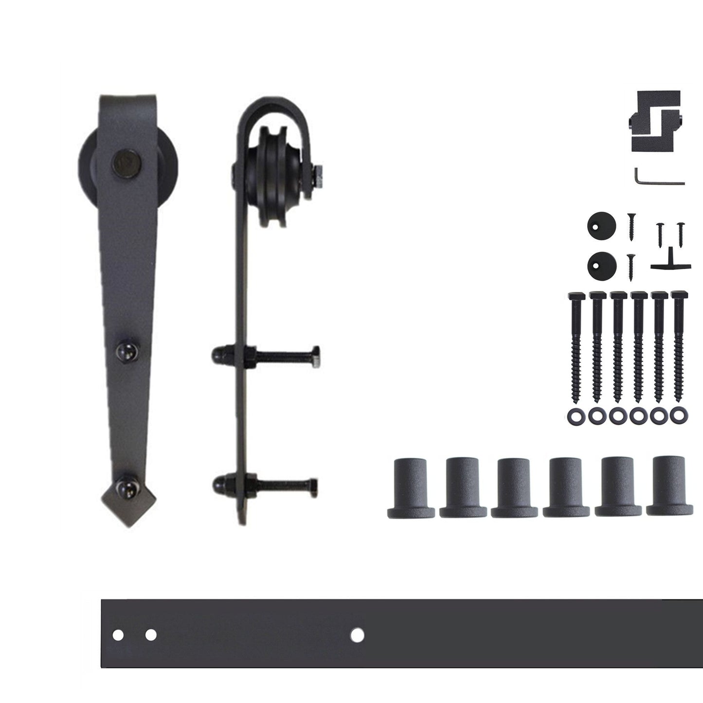 HOMACER 90-in Rustic Black Indoor Arrow Single Barn Door Hardware Kit JT1TGH090C