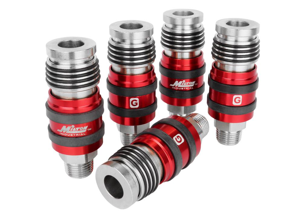 Milton 2 In ONE Universal Safety Exhaust Coupler – 1/2-in MNPT x 1/2-in Body Flow BX 5 1774