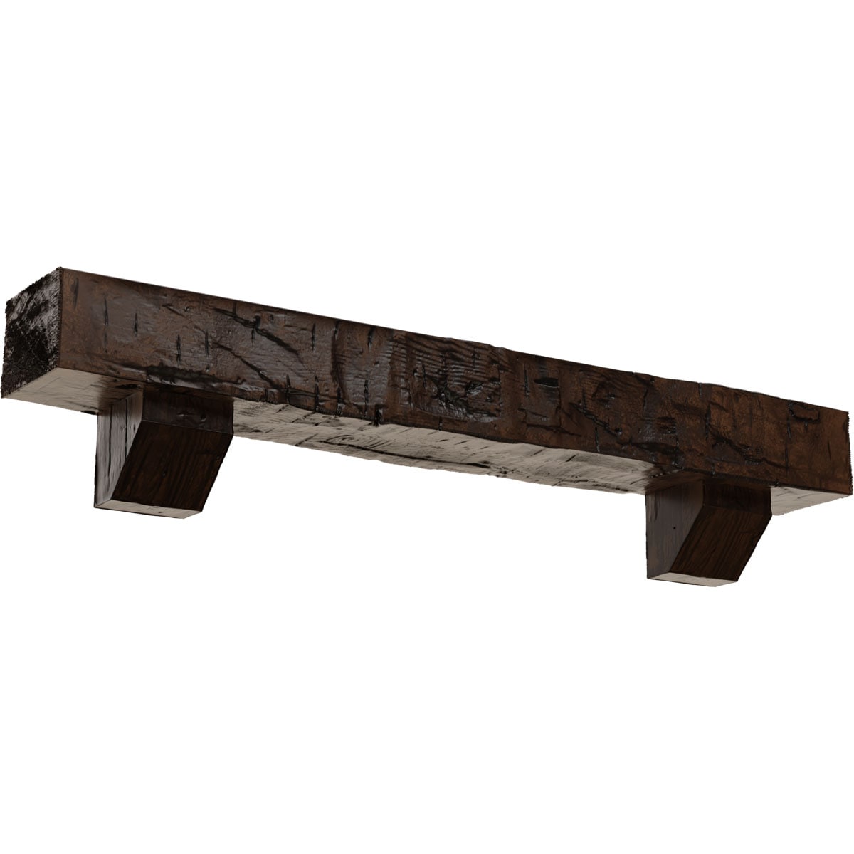Ekena Millwork 48-in W x 8-in H x 8-in D Aged (Premium) Hollow Urethane Rustic Fireplace Mantel MANUHH08X08X48ASZD