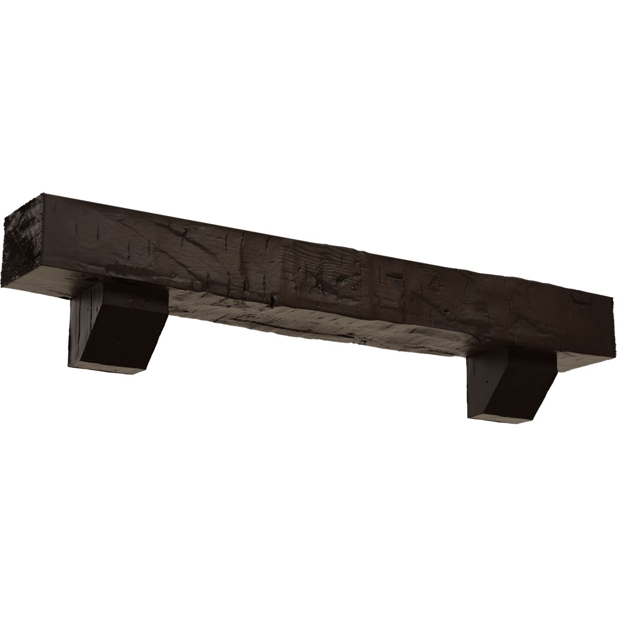 Ekena Millwork 60-in W x 6-in H x 10-in D Mahogany (Natural) Hollow Urethane Rustic Fireplace Mantel MANUHH06X10X60ASNM