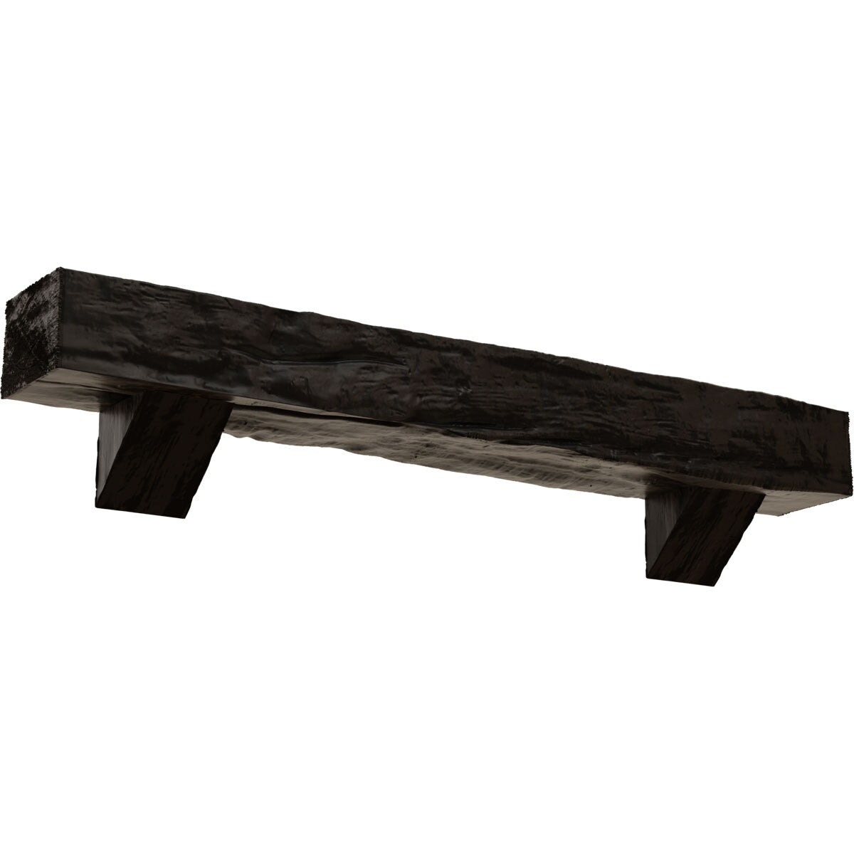 Ekena Millwork 84-in W x 8-in H x 8-in D Walnut (Premium) Hollow Urethane Rustic Fireplace Mantel MANURW08X08X84BKZW
