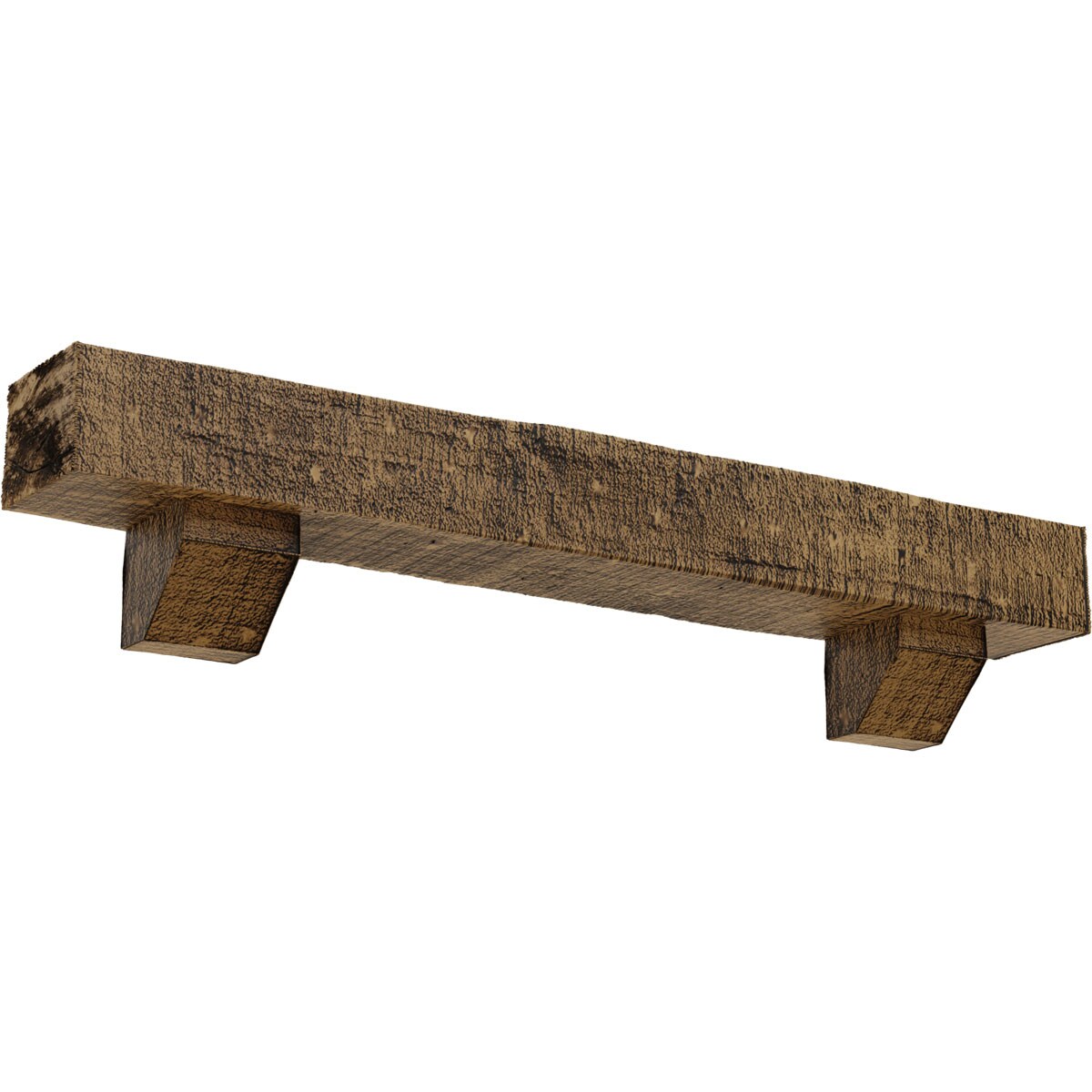Ekena Millwork 72-in W x 8-in H x 8-in D Golden Oak (Natural) Hollow Urethane Rustic Fireplace Mantel MANURC08X08X72ASNG