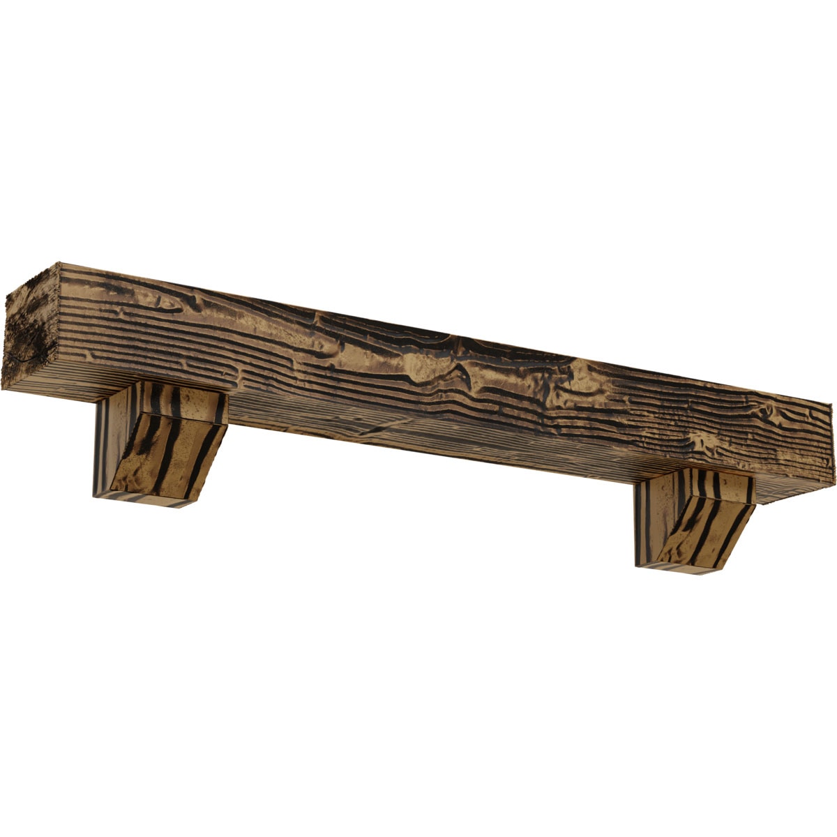 Ekena Millwork 84-in W x 8-in H x 10-in D Golden Oak (Natural) Hollow Urethane Rustic Fireplace Mantel MANUSD08X10X84ASNG