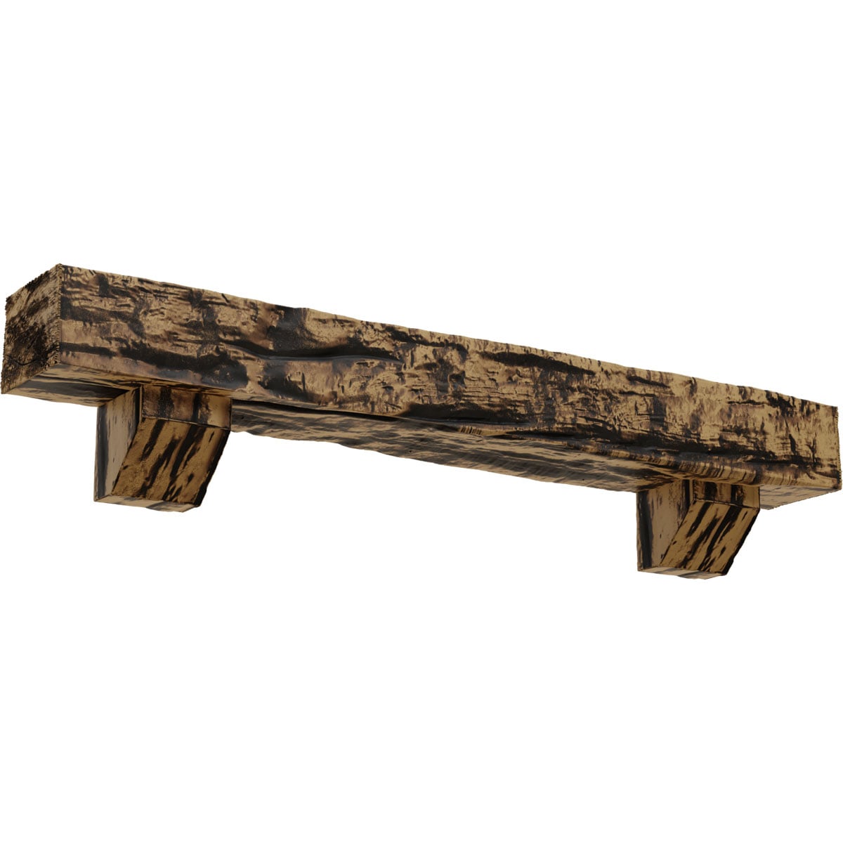 Ekena Millwork 48-in W x 8-in H x 10-in D Golden Oak (Natural) Hollow Urethane Rustic Fireplace Mantel MANURW08X10X48ASNG