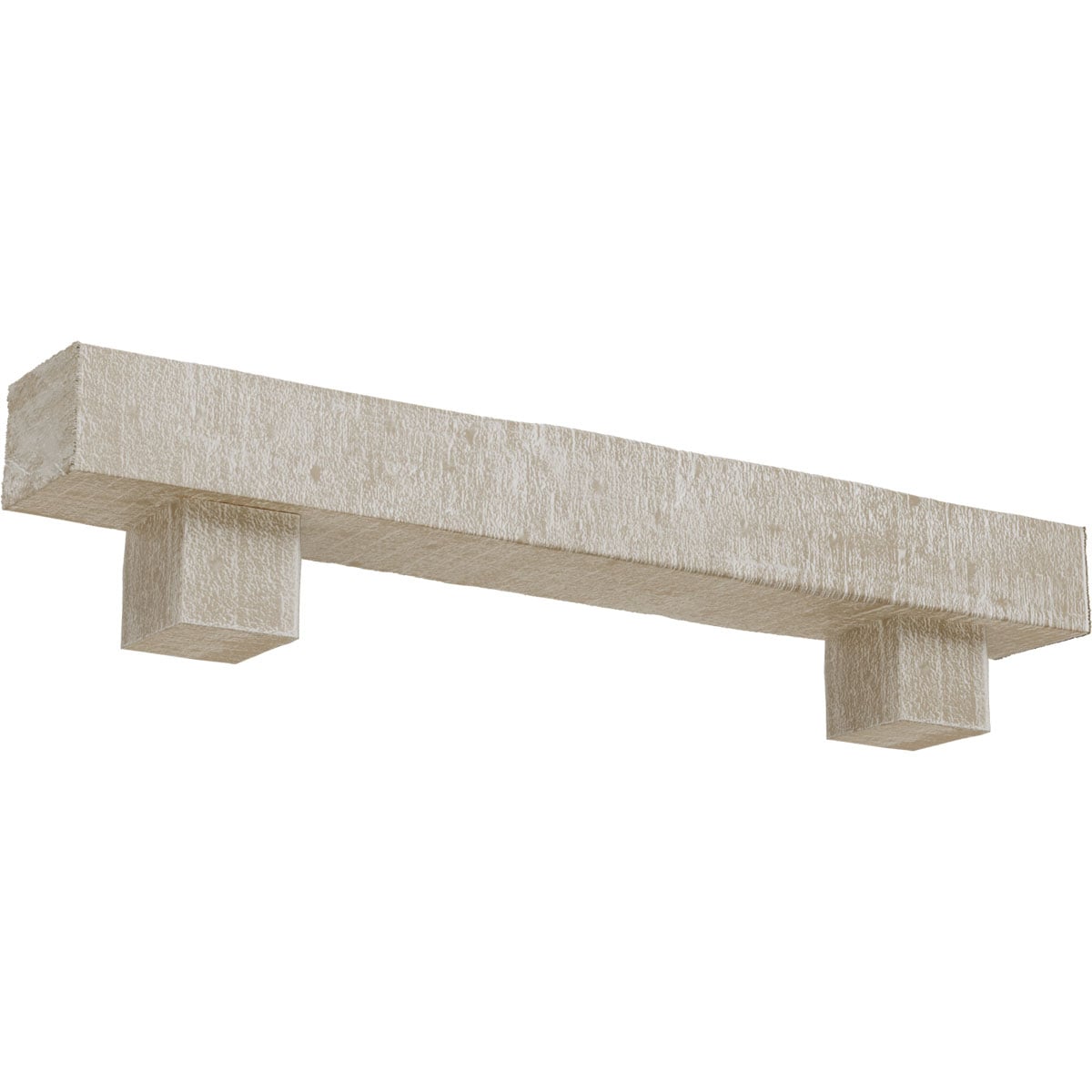 Ekena Millwork 48-in W x 8-in H x 12-in D White Washed Hollow Urethane Rustic Fireplace Mantel MANURC08X12X48AOWH
