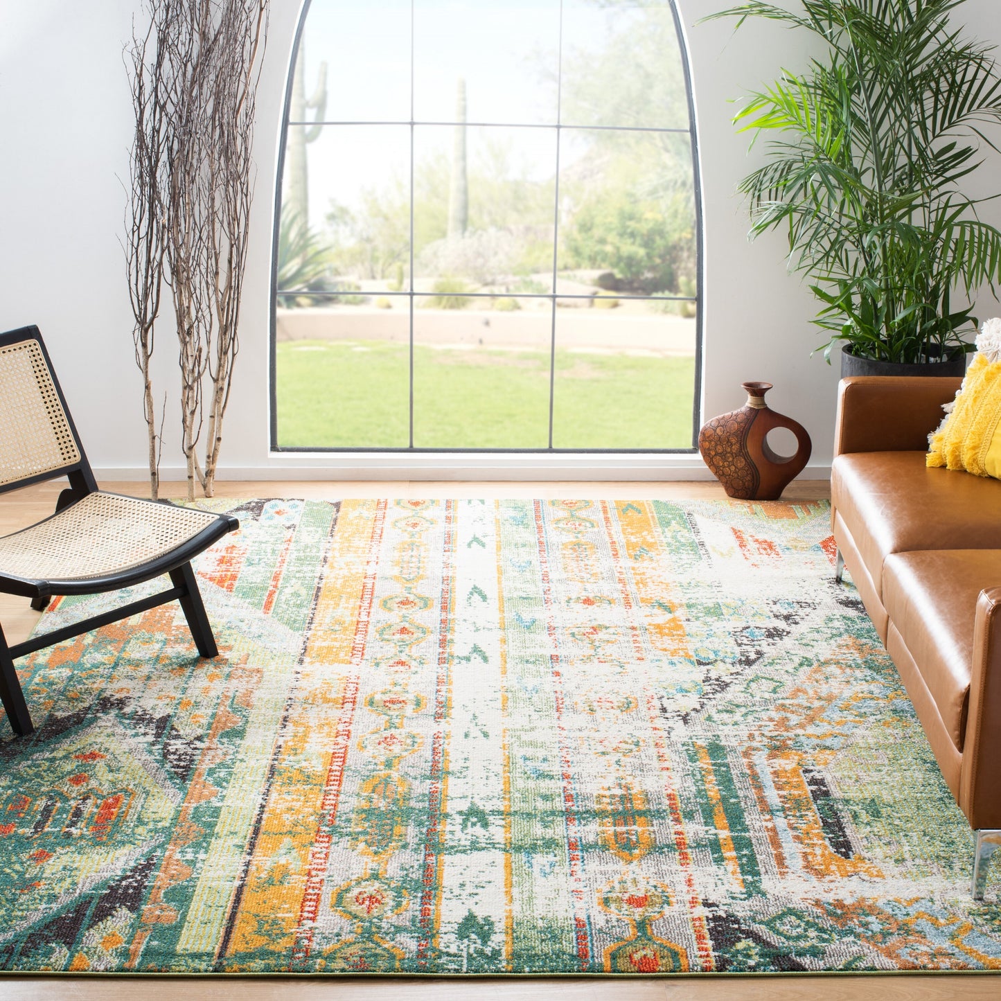 Safavieh Madison Rocan 12 x 15 (ft) Loomed Green/Orange Rectangular Indoor Distressed/Overdyed Bohemian/Eclectic Area rug