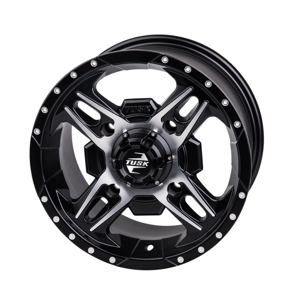 4/137 Tusk Beartooth Wheel 12x7 5.0 + 2.0 Machined/Black For CAN-AM Maverick Sport 1000R DPS 2019-2022