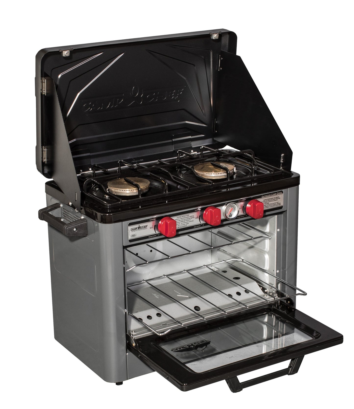 Camp Chef Deluxe 2-Burners Propane Push and Turn Stainless Steel Outdoor Stove COVEND
