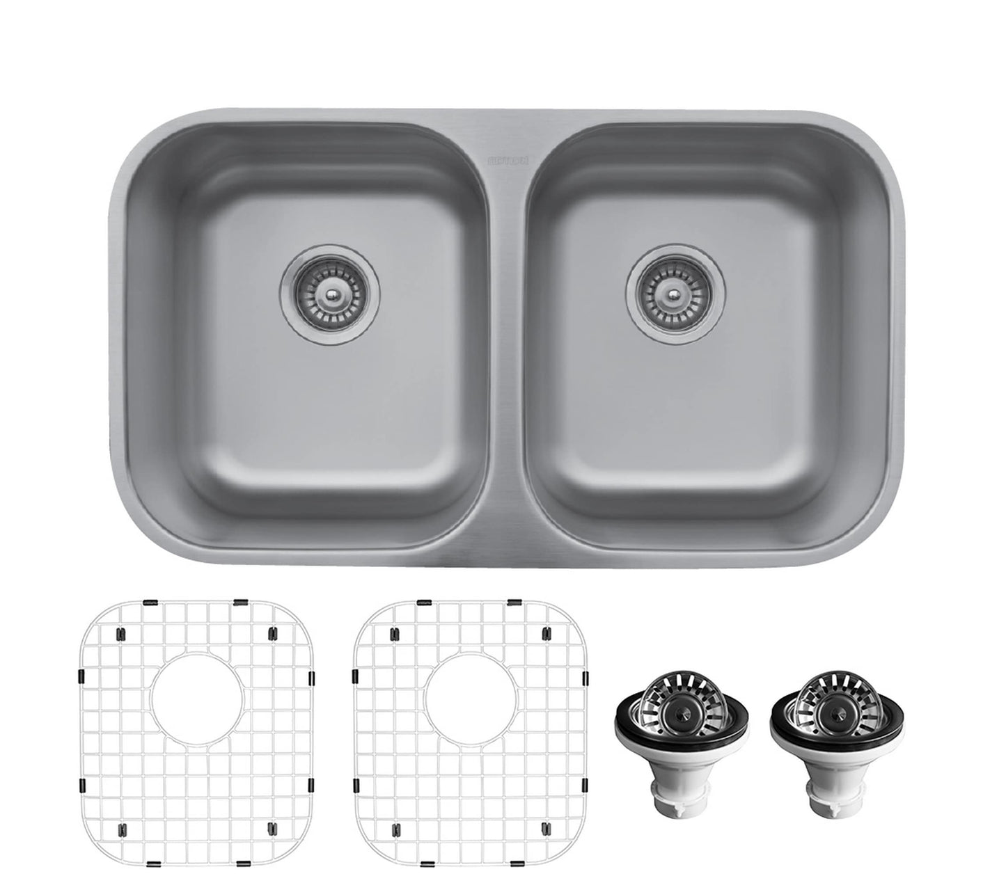 Karran Undermount 31.5-in x 18.125-in Stainless steel Double equal bowl 18 -Gauge Kitchen Sink