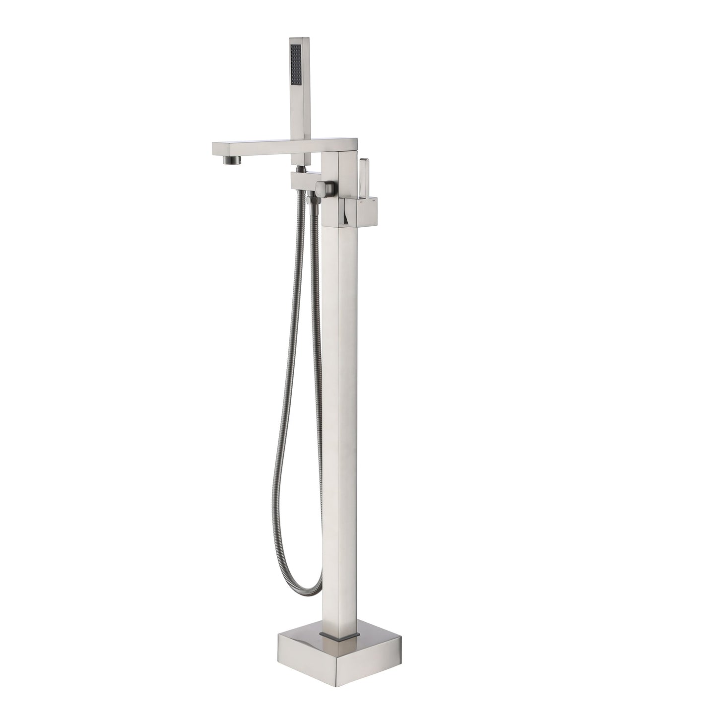 Mondawe Brushed Nickel 1-handle Freestanding High-arc Bathtub Faucet with Hand Shower ( Valve Included )