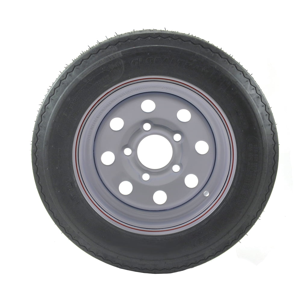 5.30X12 GlobalTrax Trailer Tire LRC on 5 Bolt White Mod Wheel