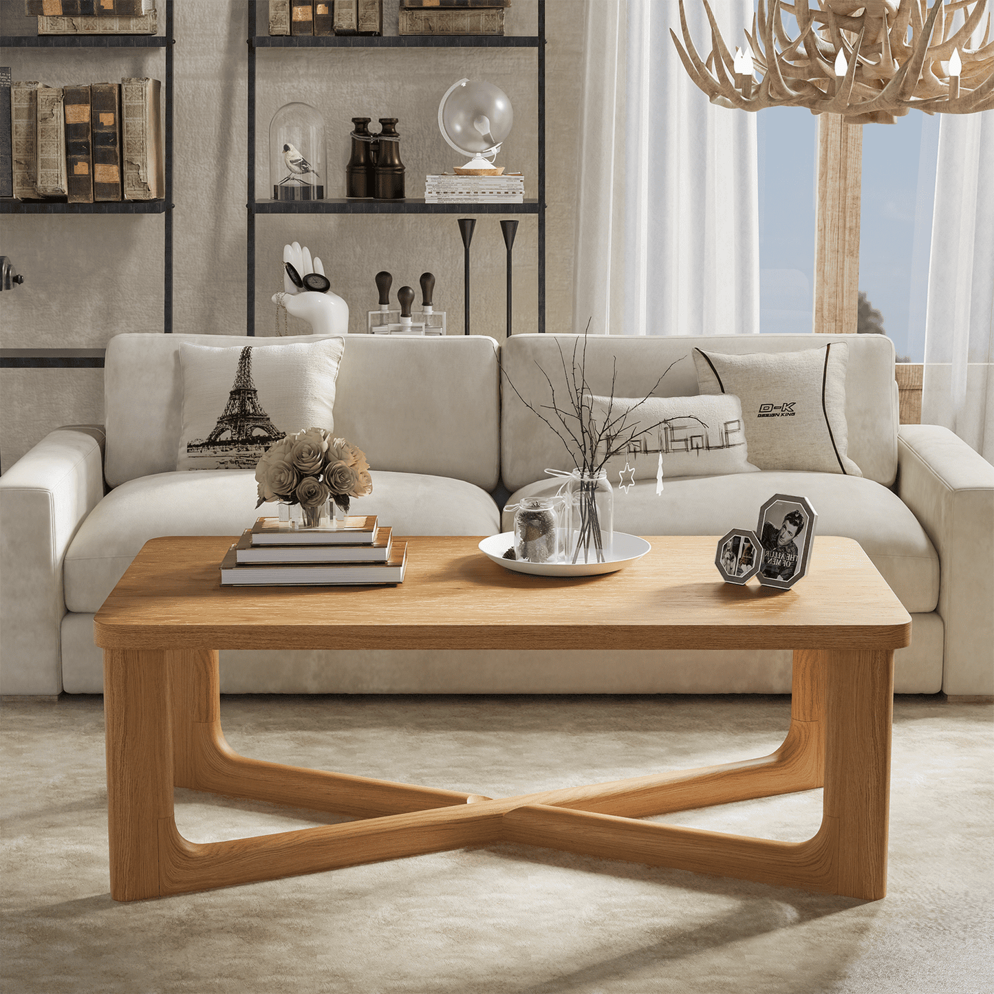 50"x26"x18" Modern Rectangle Wood Coffee Table for Livingroom,Wood Color