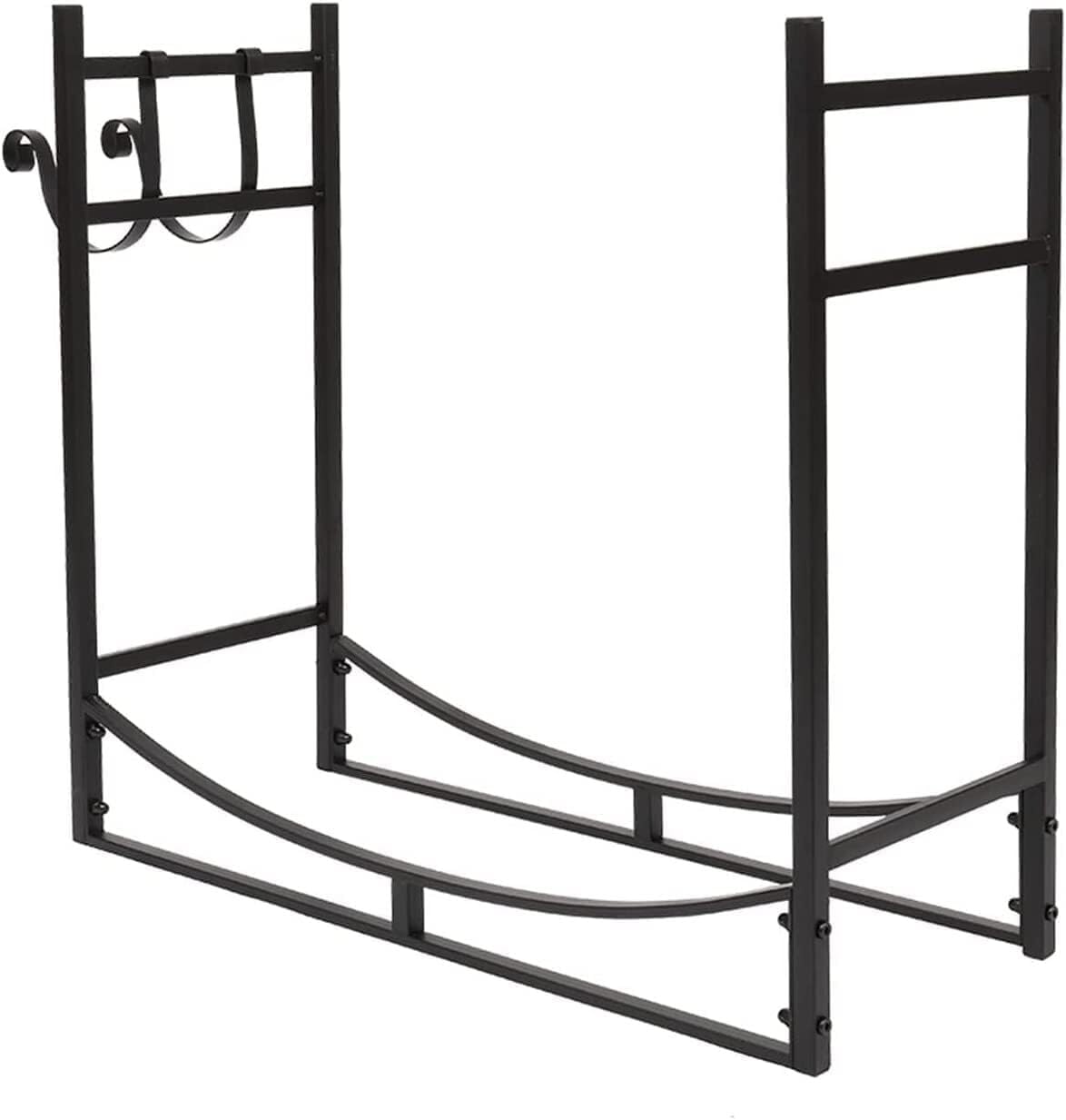 Outdoor Fireplace Firewood Rack, Iron Log Holder For Indoor & Outdoor Wood Storage, 33-Inch Heavy Duty