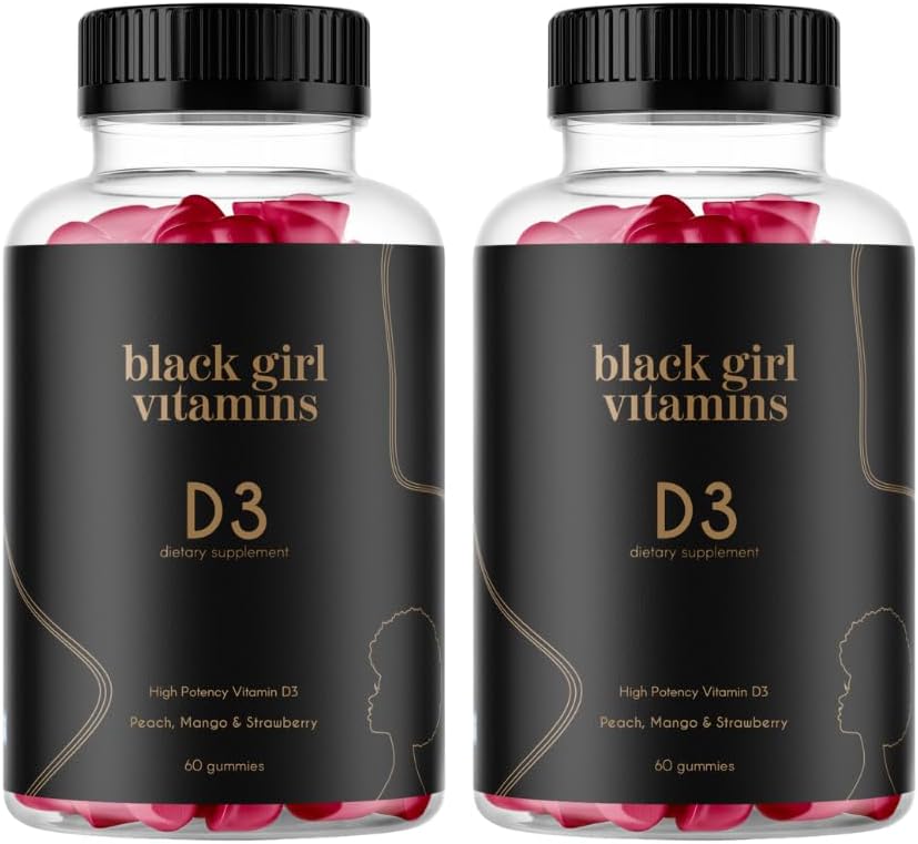 Black Girl Vitamins - Vitamin D3 Gummies, for Immune, Energy, and Bone Support, 2000IU (50mcg) Vitamin D per Serving, Gluten-Free Vitamin D Gummies