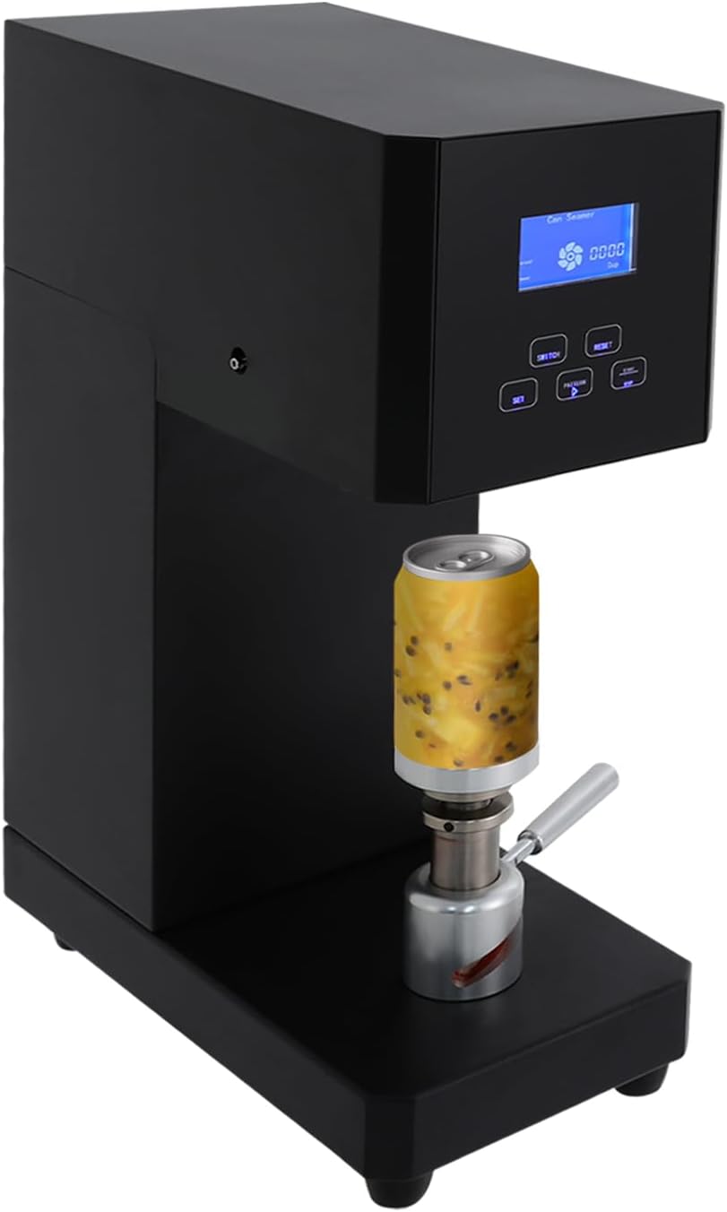 370W Commercial Can Sealing Machine,Benchtop Can Seamer,Semi-Automatic Tin Can PET & Aluminum Sealing Machine 4-6 Sec Seal Speed - LED Counter for Homes,Bars,Cafes (Black)