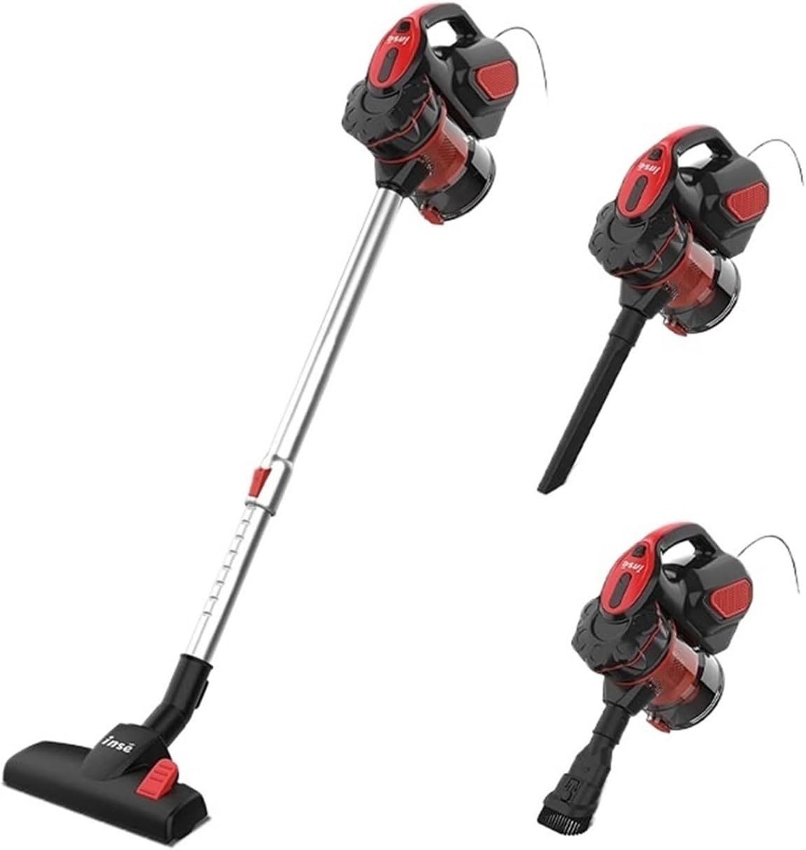 Vacuum Cleaner Corded 18Kpa Powerful Suction 600W Motor Handheld Vacuum Cleaner Multipurpose 3 in 1 Household Cleaning Appliance(Red,Us)