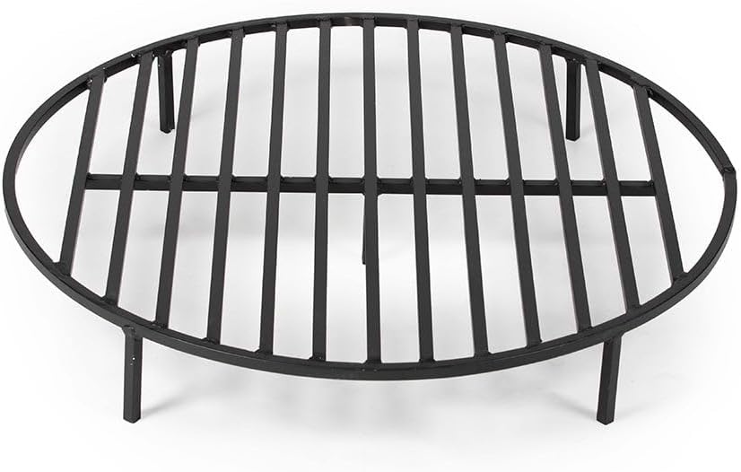 TITAN GREAT OUTDOORS Ash & Ember Round 30in Fire Pit Grate, Heavy Duty 1\/2in Steel Elevated Log Wood Pit Grate, Burning Fireplace and Firepits