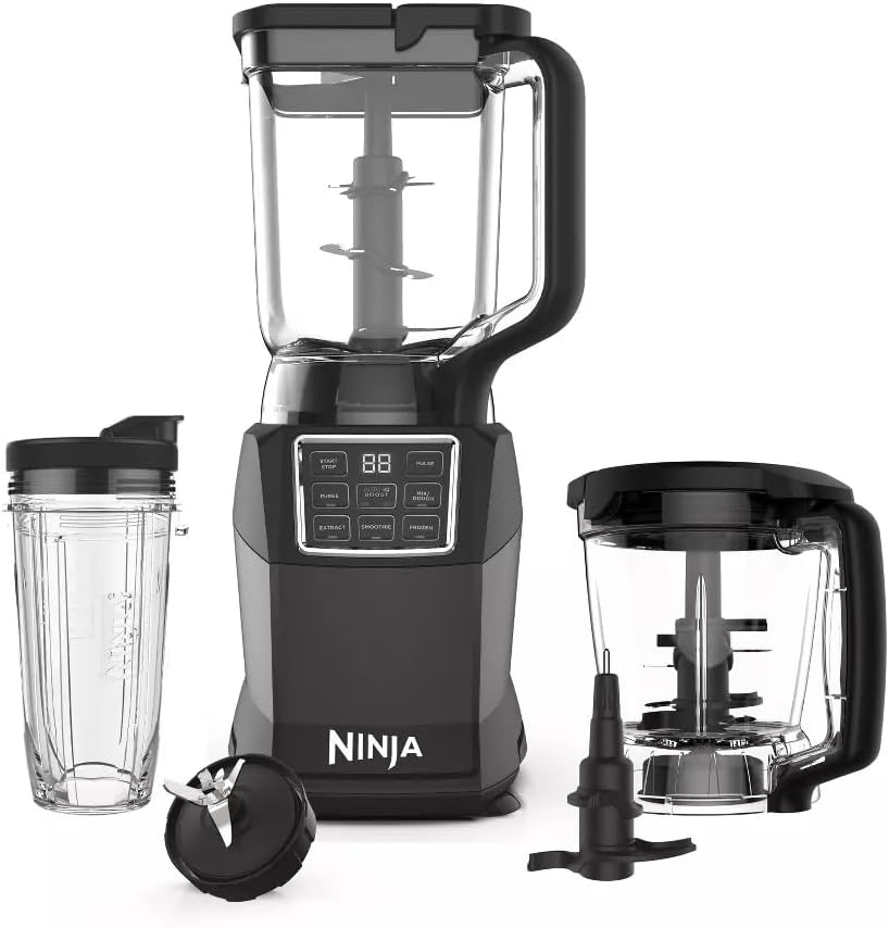 Ninja Kitchen System with Auto-iQ Boost™ – High-Performance Blending and Nutrient Extraction – 72 oz. Total Crushing Pitcher, 5-Cup Processor Bowl, 24 oz. Nutri Ninja Cup