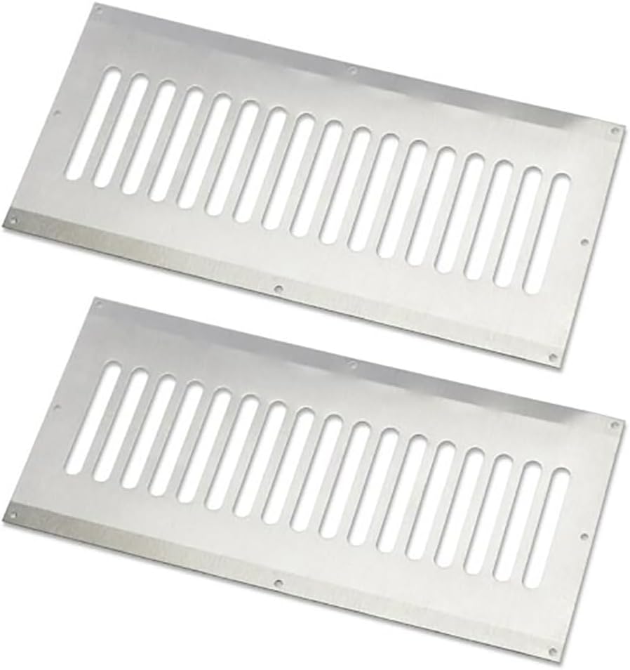 HPC Fire Flat Stainless Steel Enclosure Vents (EV-8X4SS-2), 8x4-Inch, Set of 2