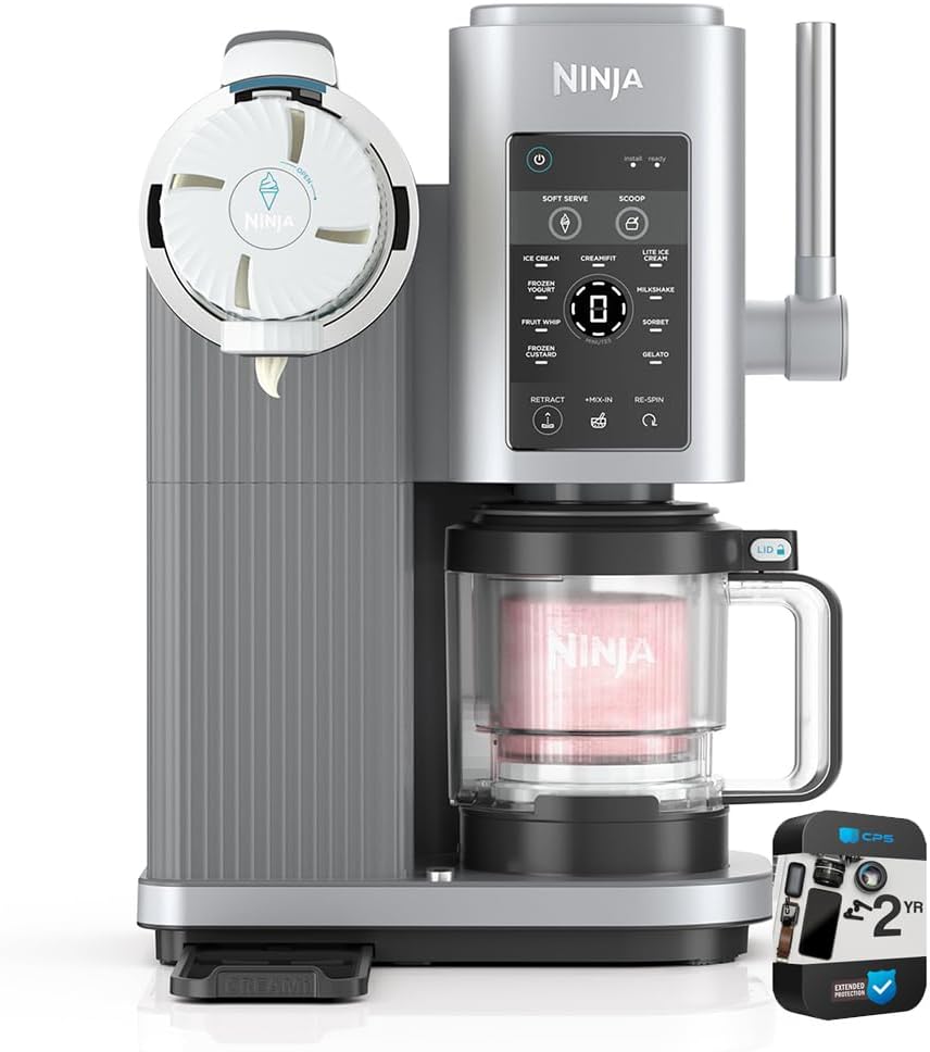 Ninja NC701 CREAMi Swirl 13-in-1 Soft Serve Ice Cream Machine (Renewed) Bundle with 2 YR CPS Enhanced Protection Pack